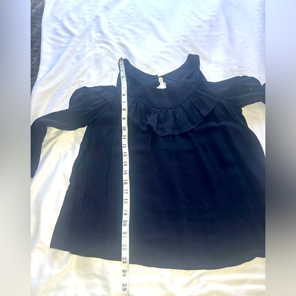 Maeve Cold Shoulder Ruffle Blue Top Women’s Size 4 - Picture 5 of 15